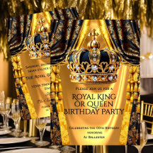 Royal Black Gold King Queen Crown Birthday Party