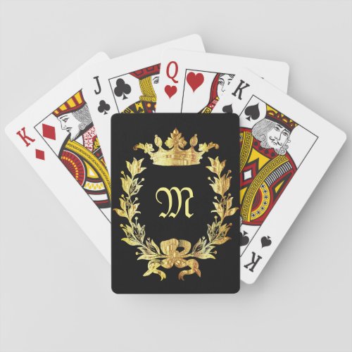 Royal black gold monogram poker cards