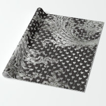 Royal Black Hearts Baroque Silver Hearts Gray