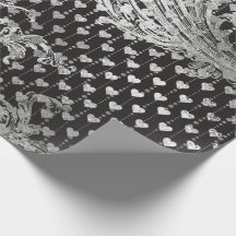 Royal Black Hearts Baroque Silver Hearts Gray