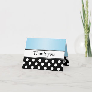Royal Black Polka Dot Blue Thank You Cards