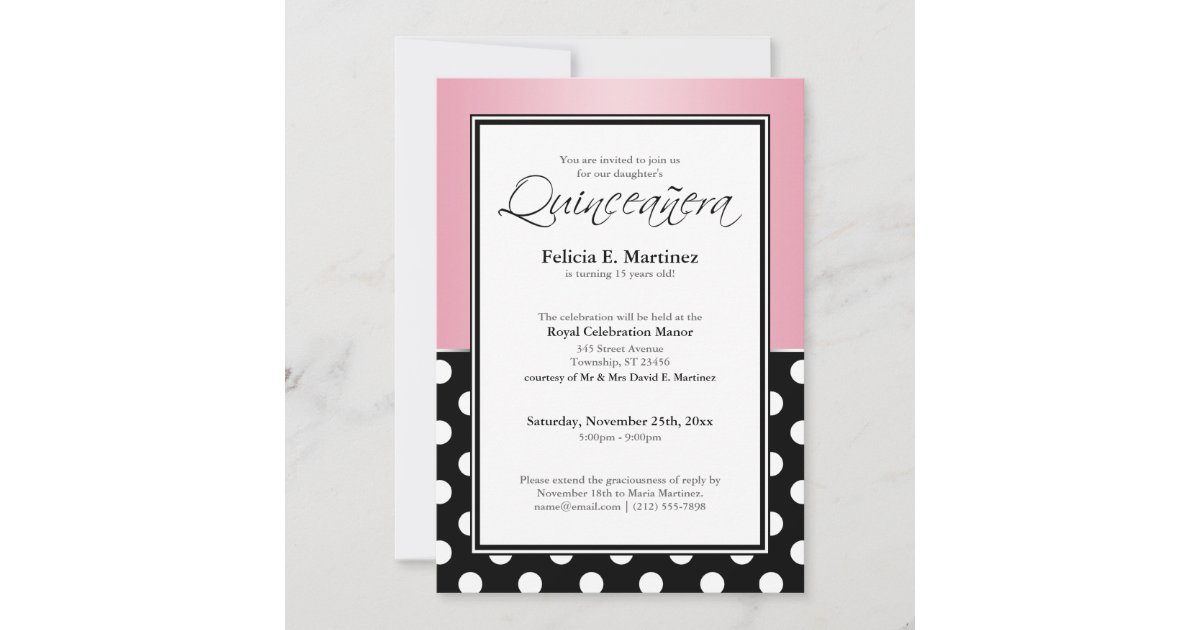 Confetti Polka Dot Quinceanera Party Invitations