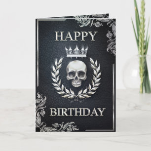 Royal Black & Silver King of the Dead Birthday Card
