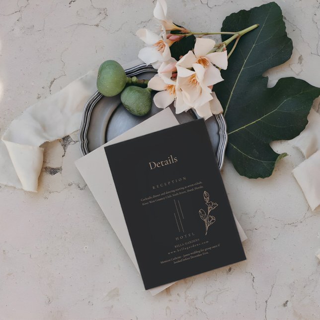 Royal Black Simple Minimaist Wedding Details Enclosure Card (Creator Uploaded)