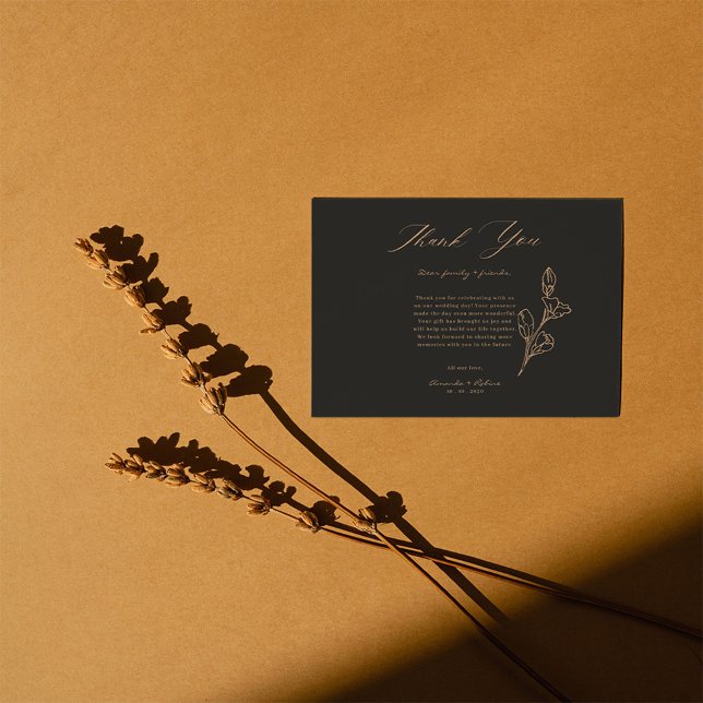 Royal Black Simple Minimalist Wedding Thank You Card (Creator Uploaded)