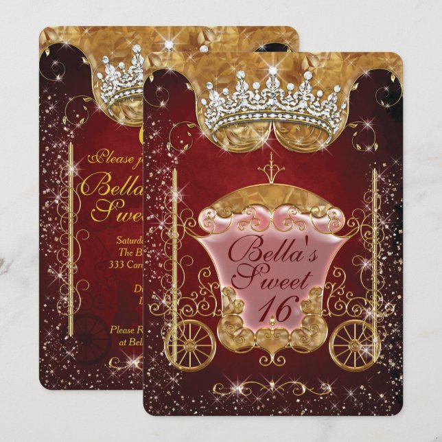 Royal Bling Princess Party Invitations (Front/Back)