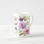Royal Bloom Symphony Purple Floral Pattern Bone China Mug