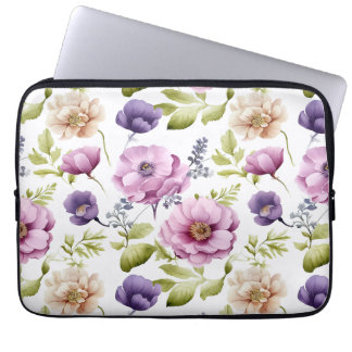 Royal Bloom Symphony Purple Floral Pattern Laptop Sleeve