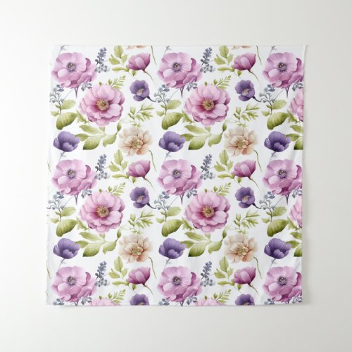 Royal Bloom Symphony Purple Floral Pattern Tapestry