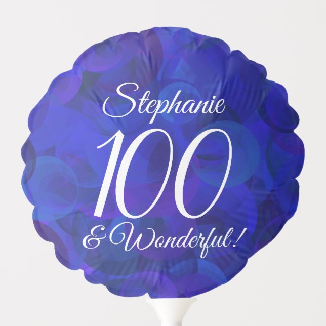 Royal Blue 100 and Wonderful Birthday Party Balloon (Front)