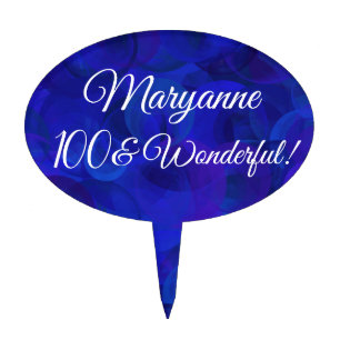 Royal Blue 100 and Wonderful Birthday Party Cake Topper