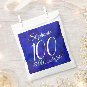 Royal Blue 100 and Wonderful Birthday Party Favor Bag