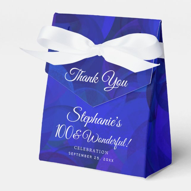 Royal Blue 100 and Wonderful Birthday Party Favor Boxes (Front Side)