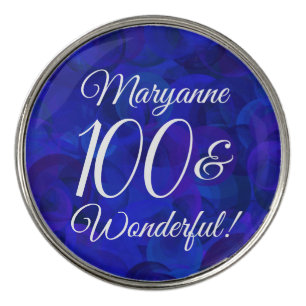 Royal Blue 100 and Wonderful Birthday Party Golf Ball Marker