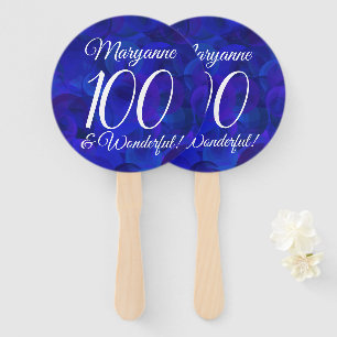 Royal Blue 100 and Wonderful Birthday Party Hand Fan