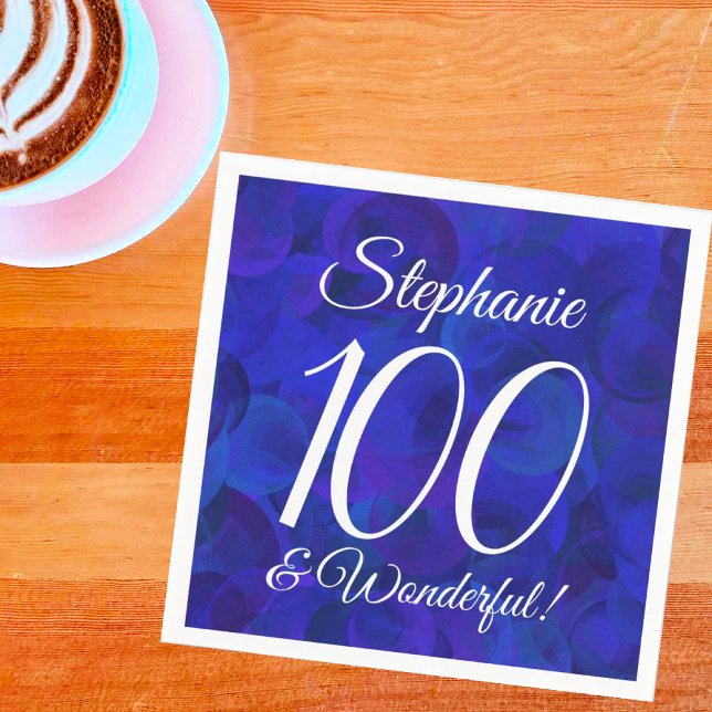 Royal Blue 100 and Wonderful Birthday Party Napkins (Creator Uploaded)