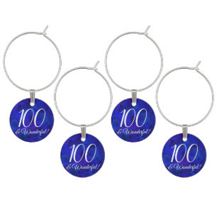 Royal Blue 100 and Wonderful Birthday Party Wine Charm