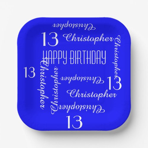 Royal Blue 13th Birthday Party Repeating Names