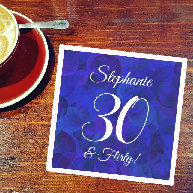 Royal Blue 30 and Flirty Birthday Party Napkins (Creator Uploaded)