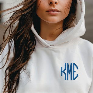 Royal Blue 3 Letter Custom Monogram Embroidered Hoodie