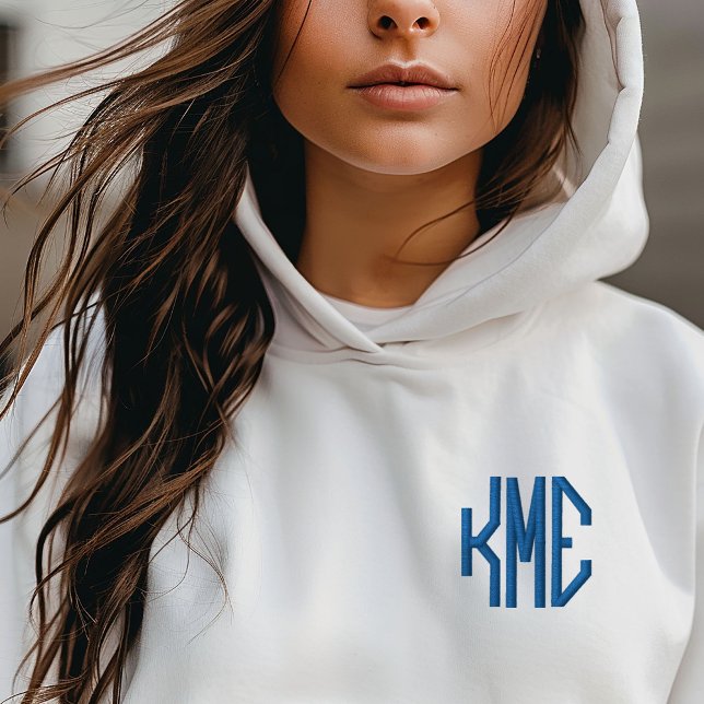 Royal Blue 3 Letter Custom Monogram Embroidered Hoodie (Creator Uploaded)