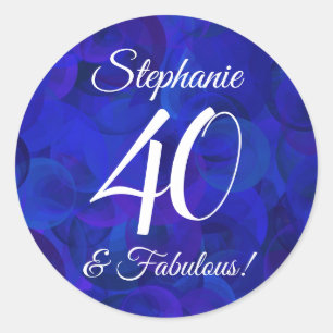 Royal Blue 40 and Fabulous Birthday Favor Classic Round Sticker