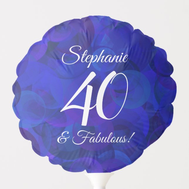 Royal Blue 40 and Fabulous Birthday Party Balloon (Front)
