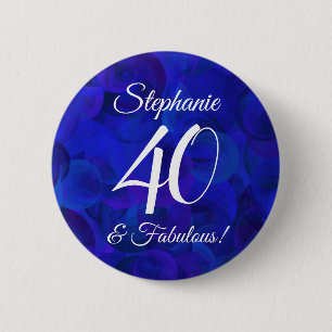 Royal Blue 40 and Fabulous Birthday Party Button