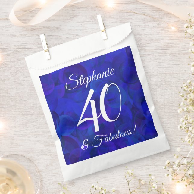 Royal Blue 40 and Fabulous Birthday Party Favor Bag (Clipped)