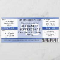Royal Blue 40th Birthday Party Ticket