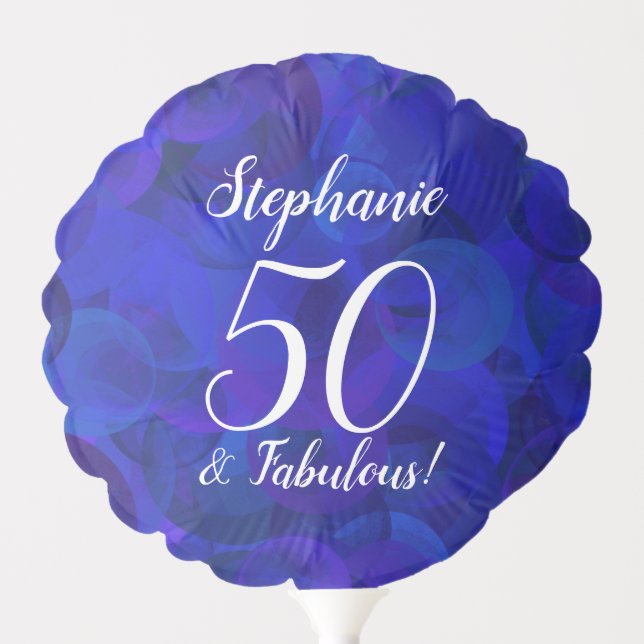 Royal Blue 50 and Fabulous Birthday Party Balloon (Front)