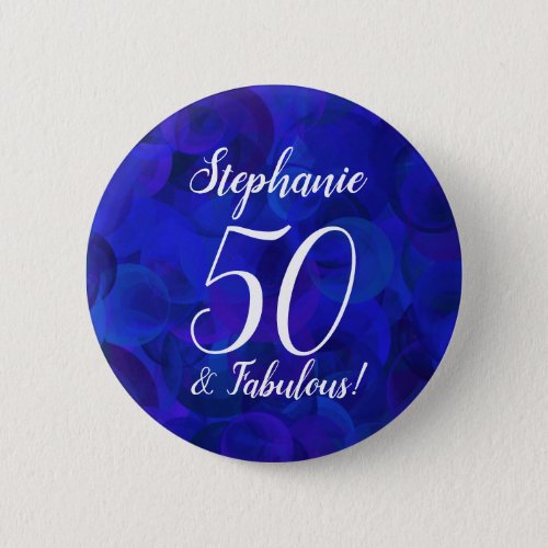 Royal Blue 50 and Fabulous Birthday Party Button