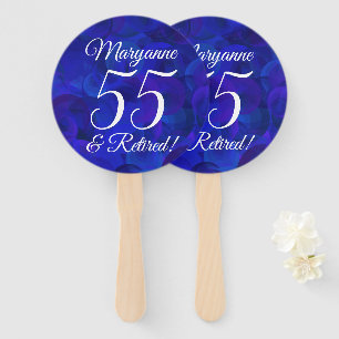Royal Blue 55 and Retired Retirement Party Hand Fan