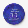 Royal Blue 55 and Retired Retirement Party Paper Plates