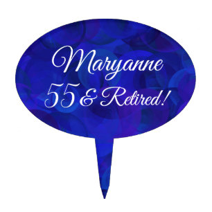 Royal Blue 55 & Retired Retirement Party Cake Topper