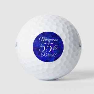 Royal Blue 55 & Retired Retirement Party Golf Balls