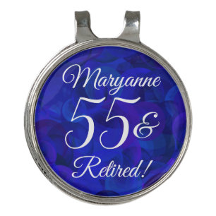 Royal Blue 55 & Retired Retirement Party Golf Hat Clip