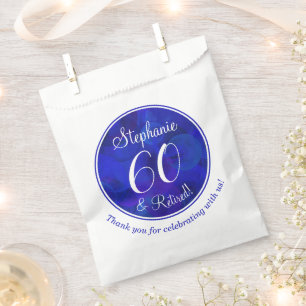 Royal Blue 60 and Retired Retirement Party Favor Bag