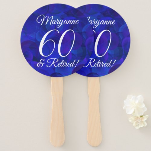 Royal Blue 60 and Retired Retirement Party Hand Fan