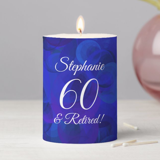 Royal Blue 60 and Retired Retirement Pillar Candle (In Situ)