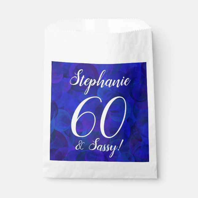Royal Blue 60 and Sassy Birthday Party Favor Bag (Front)
