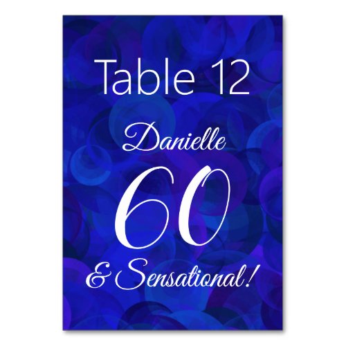 Royal Blue 60 and Sensational Birthday Party Table Number