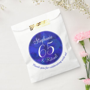 Royal Blue 65 and Retired Retirement Party Favor Bag