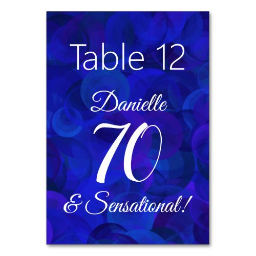 Royal Blue 70 and Sensational Birthday Party Table Number