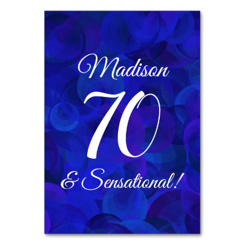 Royal Blue 70  Sensational Birthday Party Table Number
