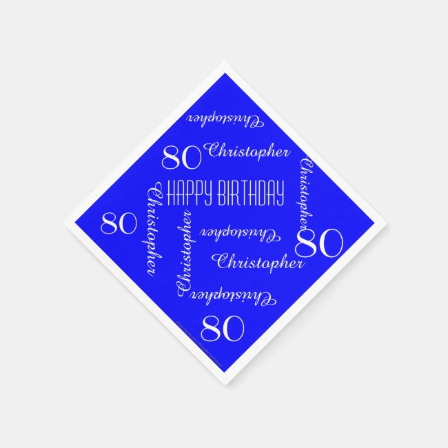 Royal Blue 80th Birthday Party Repeat Names, Paper