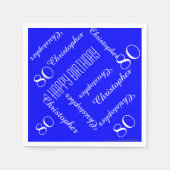 Royal Blue 80th Birthday Party Repeat Names, Paper Paper Napkins (Front)