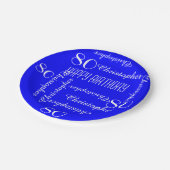 Royal Blue 80th Birthday Party Repeating Names Paper Plates (Angled)