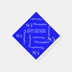 Royal Blue 85th Birthday Party Repeat Names, Paper Napkins