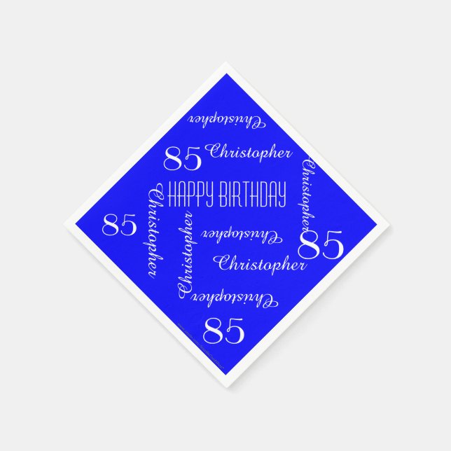 Royal Blue 85th Birthday Party Repeat Names, Paper Napkins (Corner)